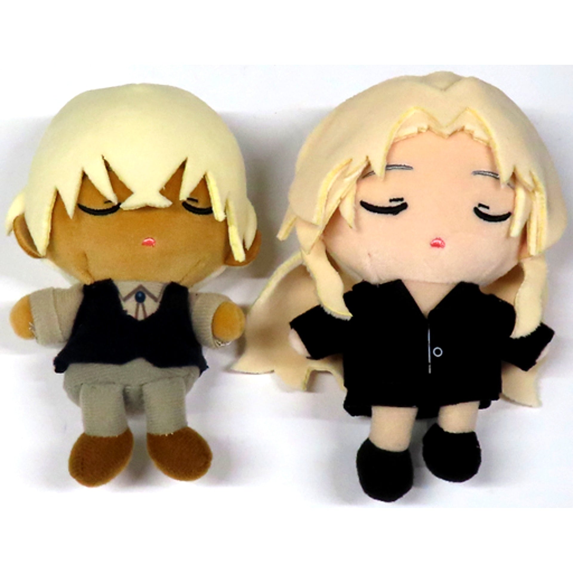 Set of 2 Bourbon Toru Amuro & Vermouth Detective Conan Sitting Plush Mascot [USED]