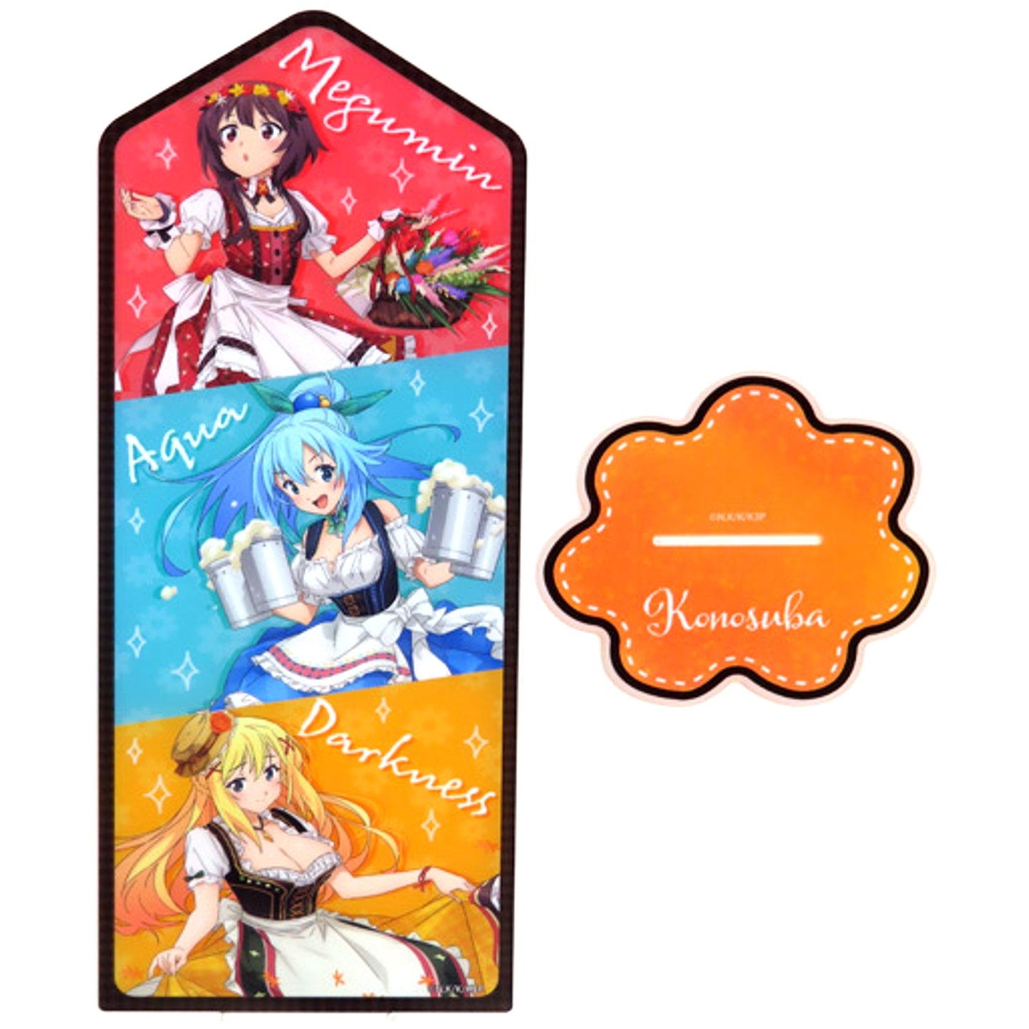 Aqua & Megumin & Darkness Life-Size Dream Prize KonoSuba Dream Button Dirndl BIG Acrylic Stand [USED]