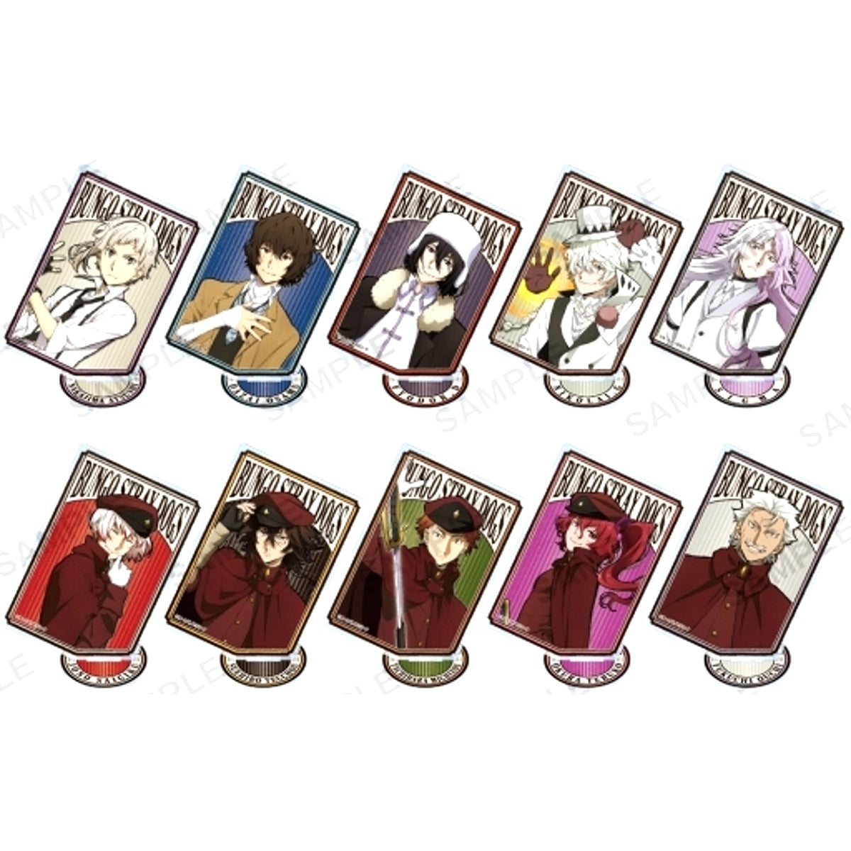 Set of 10 Bungo Stray Dogs Trading Square Acrylic Stand Retro Design Ver. [USED]