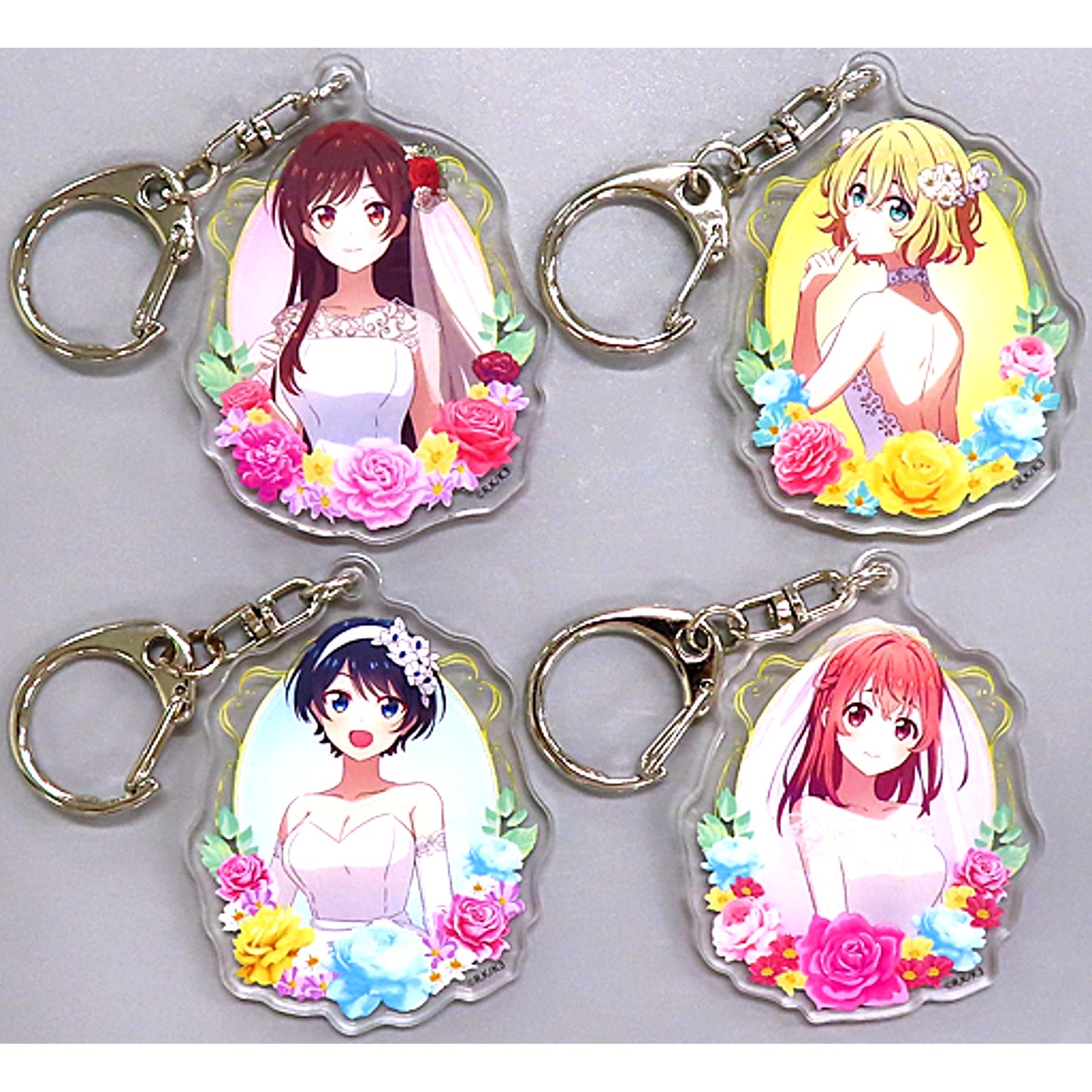 Set of 4 Rent-A-Girlfriend Acrylic Keychain Prize C DMM Kuji Bride Girlfriend [USED]