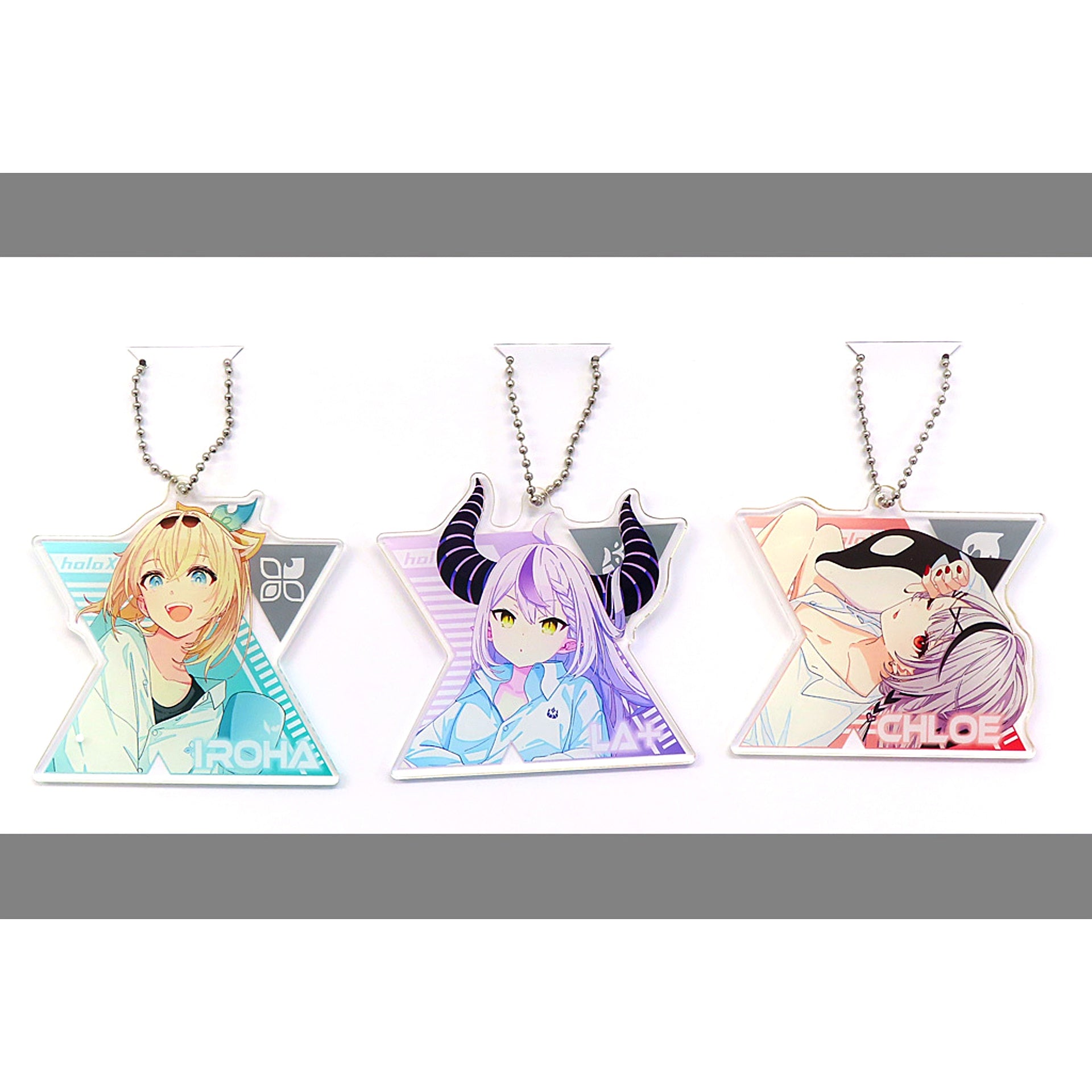 Set of 3 La+ Darknesss Sakamata Chloe Kazama Iroha Hololive Keychain ZOZOTOWN holoTOWN [USED]