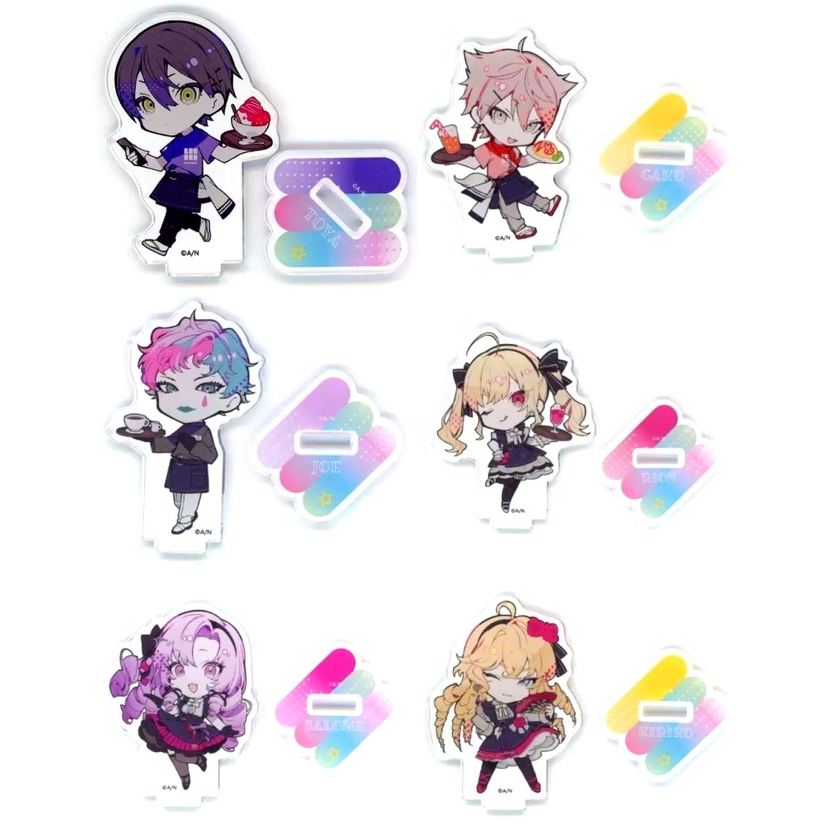 Set of 6 Virtual YouTuber Nijisanji NIJISANJI CAFE in SWEETS PARADISE Vol. 7 Enoshima Store Beach House Mini Character Trading Acrylic Stand [USED]