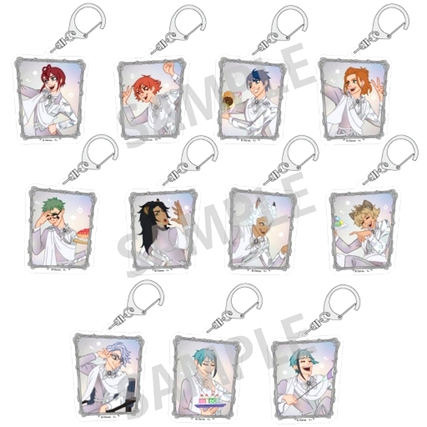 Set of 11 Disney Twisted Wonderland Trading Glitter Acrylic Keychain Vol.1 Disney 100 [USED]