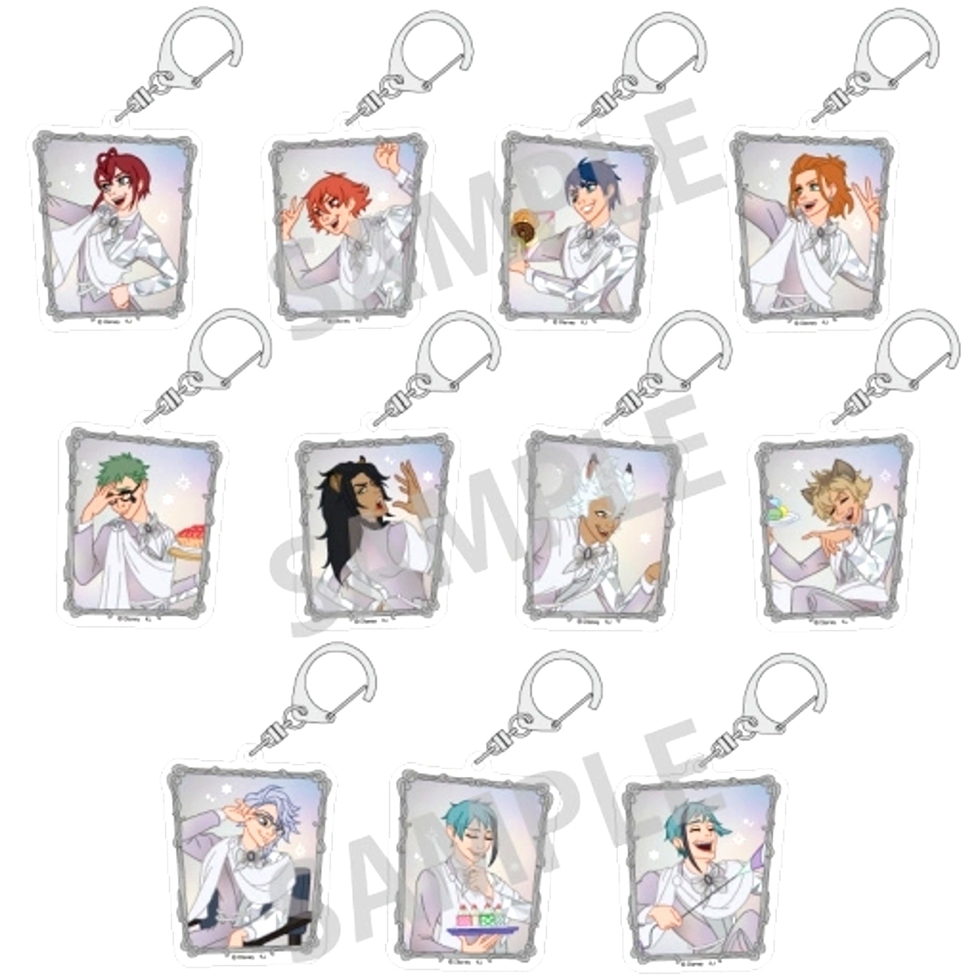 Set of 11 Disney Twisted Wonderland Trading Glitter Acrylic Keychain Vol.1 Disney 100 [USED]