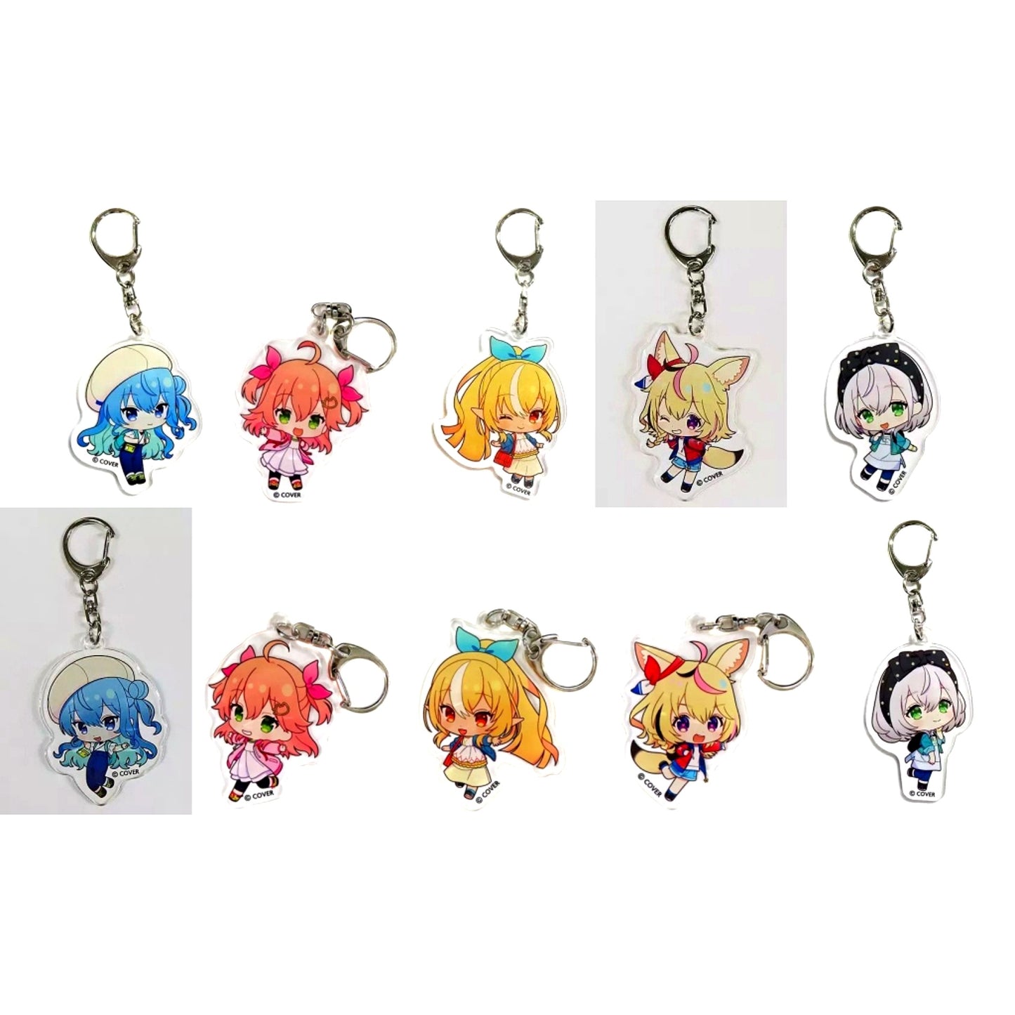 Set of 10 Shiranui Kensetsu Hololive Trading Acrylic Keychain 7-Eleven Campaign [USED]