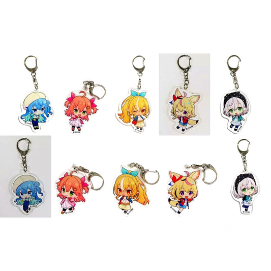 Set of 10 Shiranui Kensetsu Hololive Trading Acrylic Keychain 7-Eleven Campaign [USED]