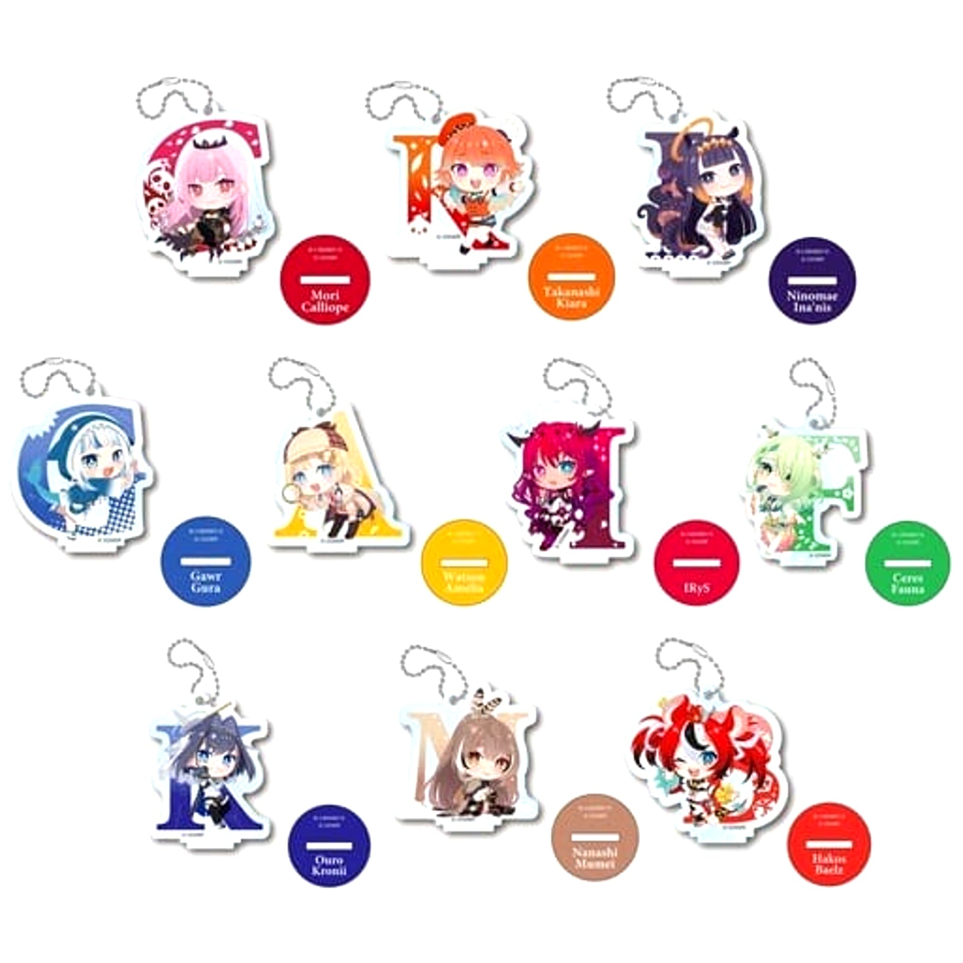 Virtual YouTuber hololive English Initial Acrylic Charm Complete Set of 10 [USED]