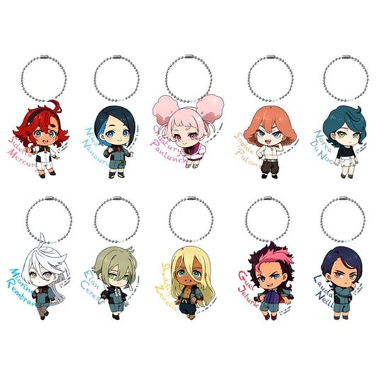 Set of 10 Prize C Acrylic Charm Gashapon Kuji Mobile Suit Gundam The Witch from Mercury Assort [USED]