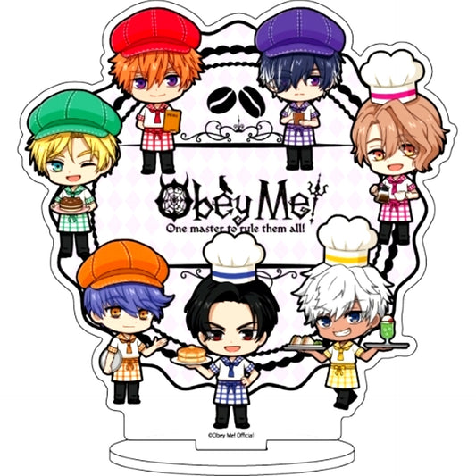 Group Design 57. Cafe Ver. Mini Character Illustration Obey Me! Character Acrylic Figure [USED]