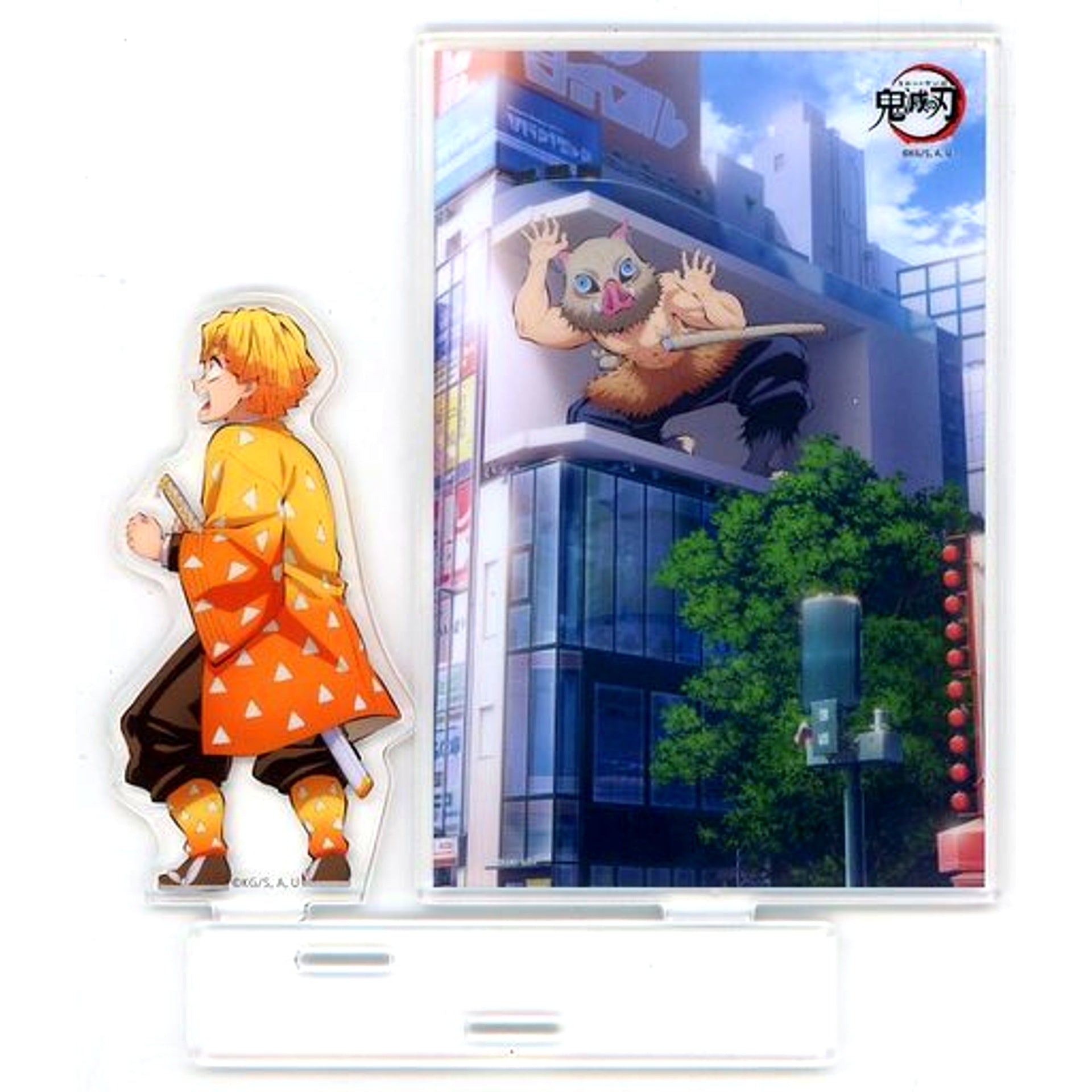 Inosuke Hashibira & Zenitsu Agatsuma Demon Slayer: Kimetsu no Yaiba x ufotable DINING -HIROMA- Random Acrylic Stand with Background Opening Commemorative Goods [USED]
