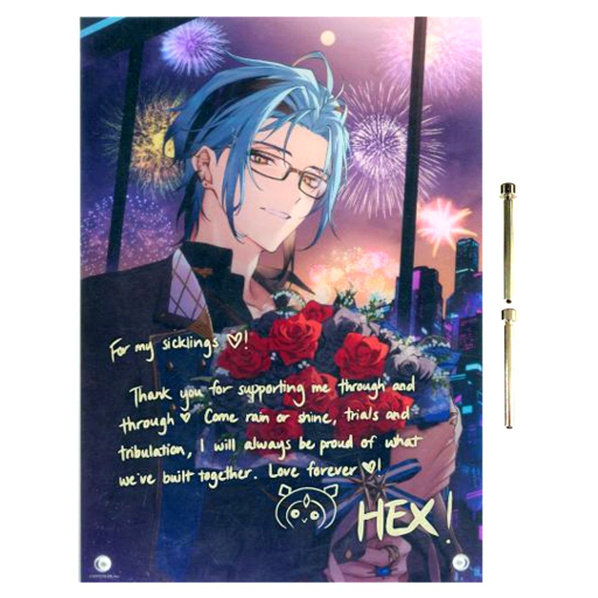 Hex Haywire Replica Autograph Message Acrylic Panel Virtual YouTuber Nijisanji 2022 Birthday Bonus [USED]