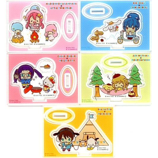 Set of 5 Yuru Camp x Sanrio Characters Acrylic Stand [USED]