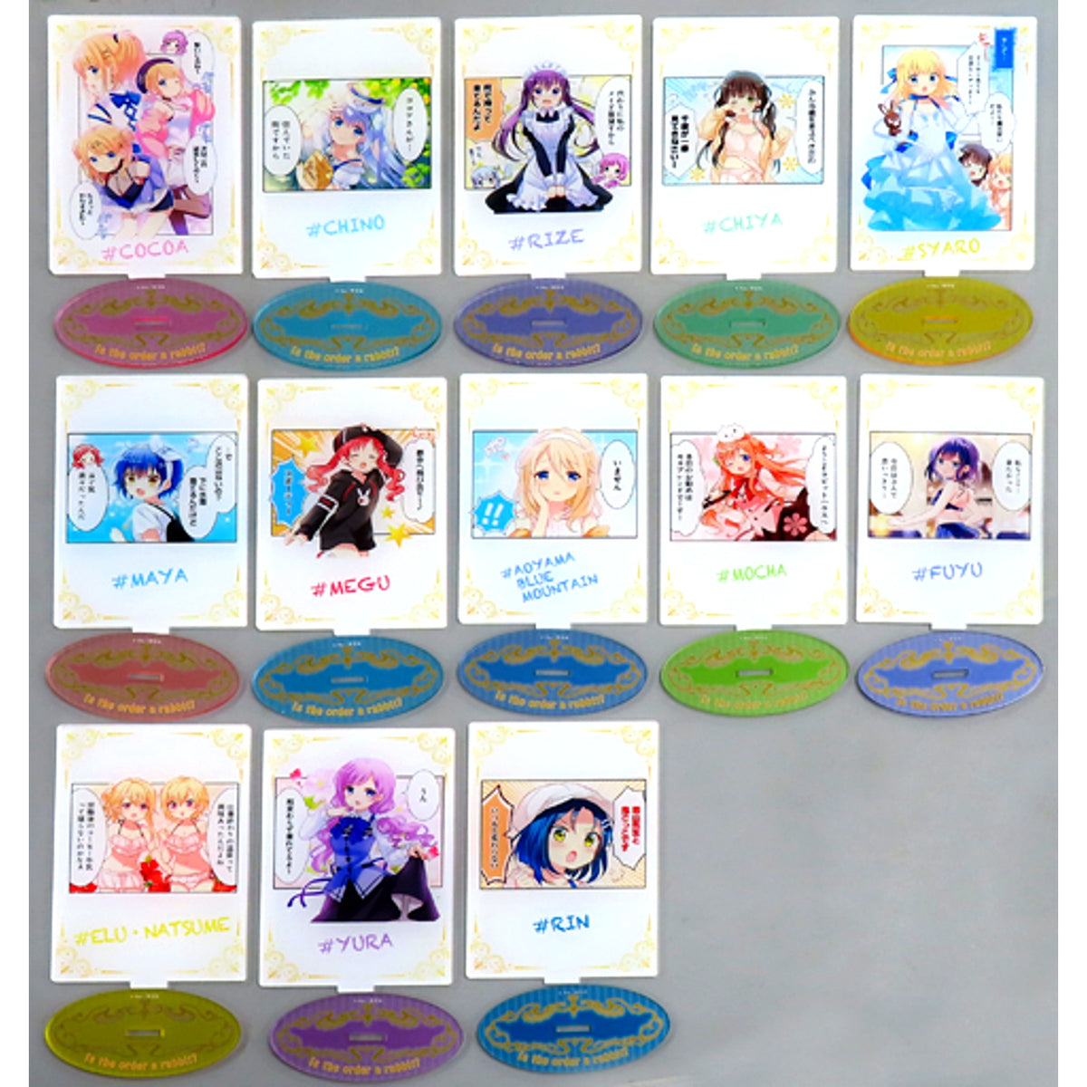 Set of 13 Is the Order a Rabbit Acrylic Stand Collection Exhibition Cafe Lumiere [USED]