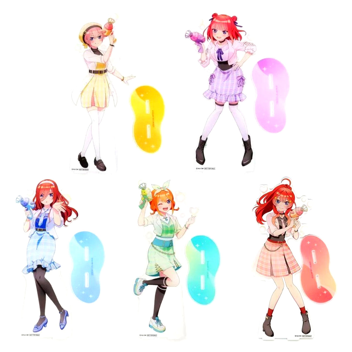 Set of 5 The Quintessential Quintuplets Movie Happiness Button BOX Bubble Gun Happiness Prize BIG Acrylic Stand [USED]