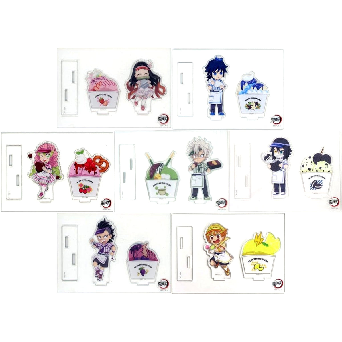 Demon Slayer: Kimetsu no Yaiba Nezuko Kamado & Others All 7 Types Set Random Acrylic Stand A Ufotable Cafe Machi Asobi Cafe Ice Cream Cafe 2023 Limited Acrylic Stands [USED]