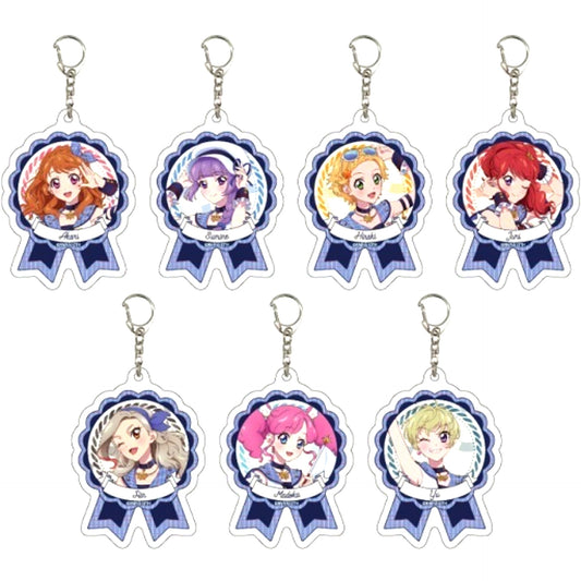 Set of 7 Aikatsu! Trading Acrylic Keychain 04 Illustration [USED]