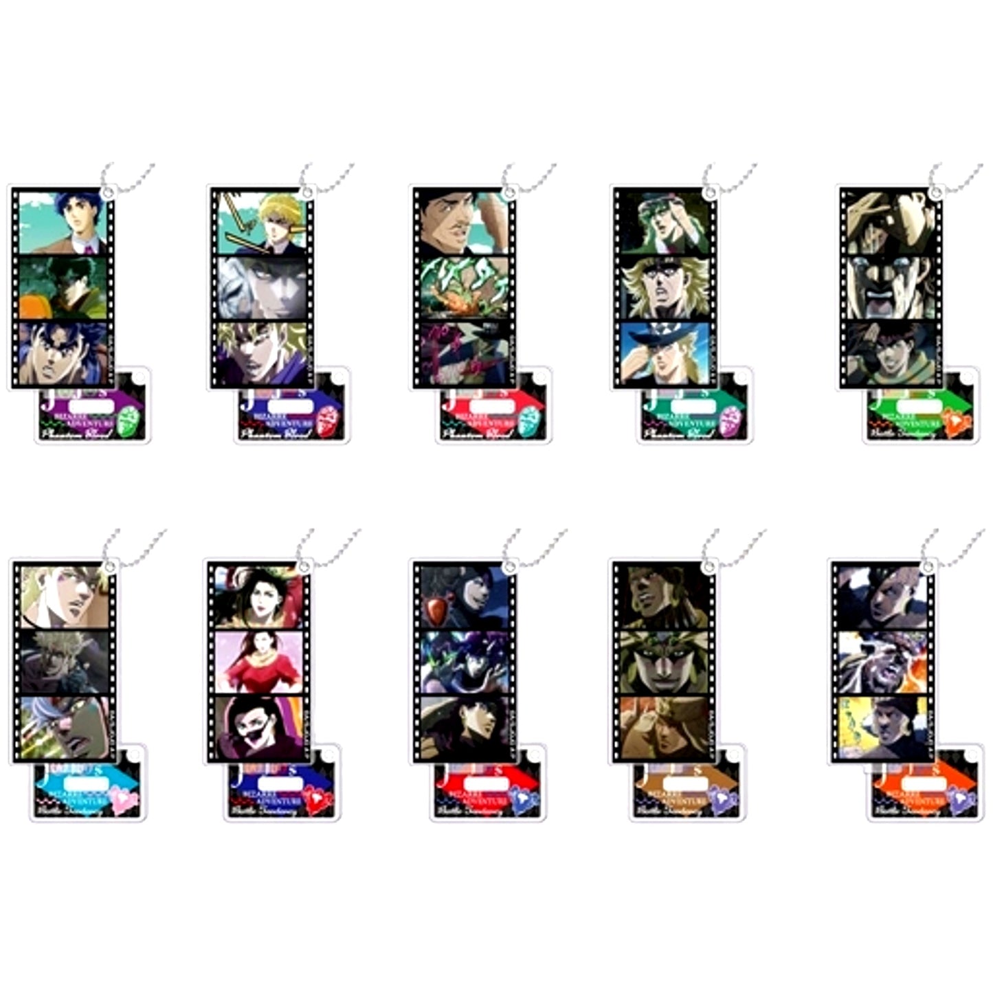 Set of 10 Jojos Bizarre Adventure Part 1 Phantom Blood Part 2 Battle Tendency Famous Scene Acrylic Stand Keychain [USED]