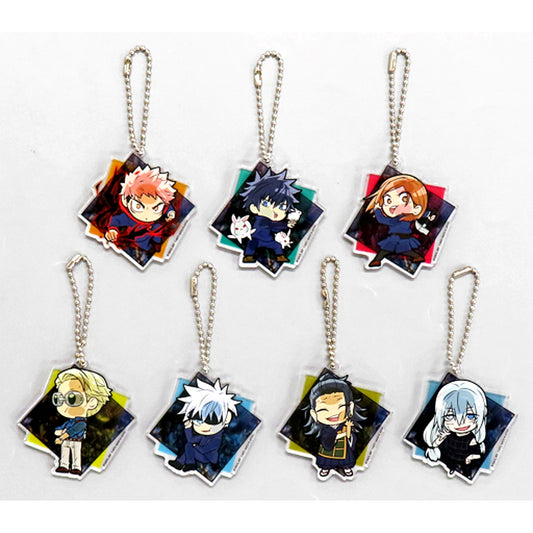 Set of 7 Jujutsu Kaisen Battle! Pita! Deforme Acrylic Keychain [USED]