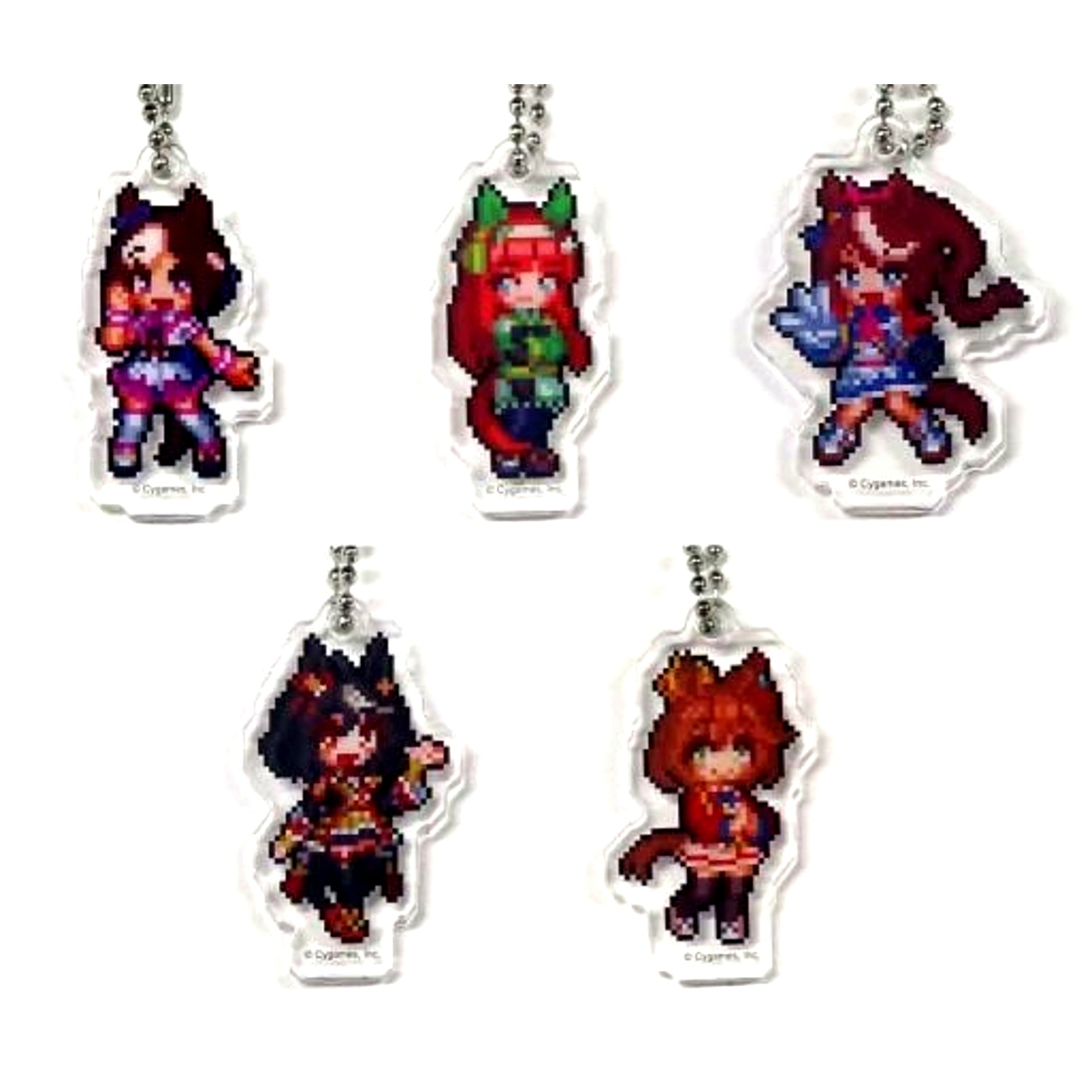 Set of 5 Umamusume Pretty Derby Original Pixel Art Acrylic Charm Family Mart 2.5th Anniv Summer Campaign Purchase Bonus 2nd [USED]