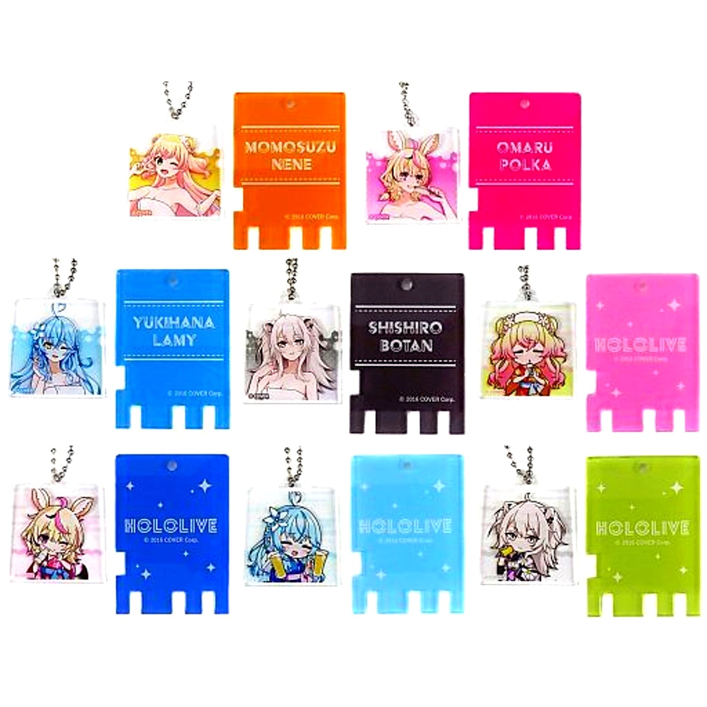 Set of 8 VTuber Hololive x Gokurakuyu RAKU SPA Collab 3rd Furo Life Trading Bathhouse Lock Style Keychain [USED]