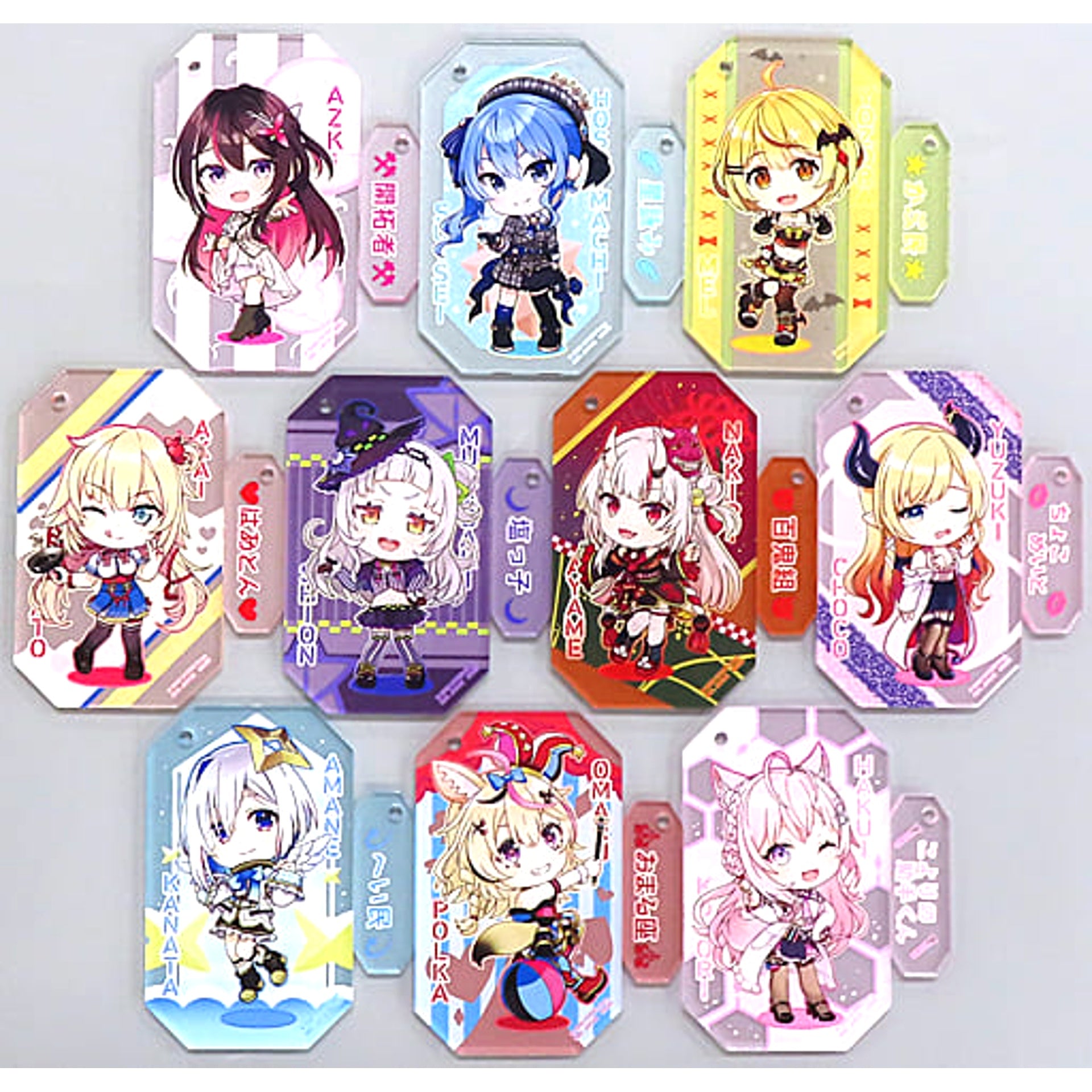 VTuber Hololive Hoshimachi Suisei & Others All 10 Types Set Ichiban Kuji Vol.3 Clear Twin Charm Kyunchara Illustrations Clear Twin Charm Prize Charm [USED]