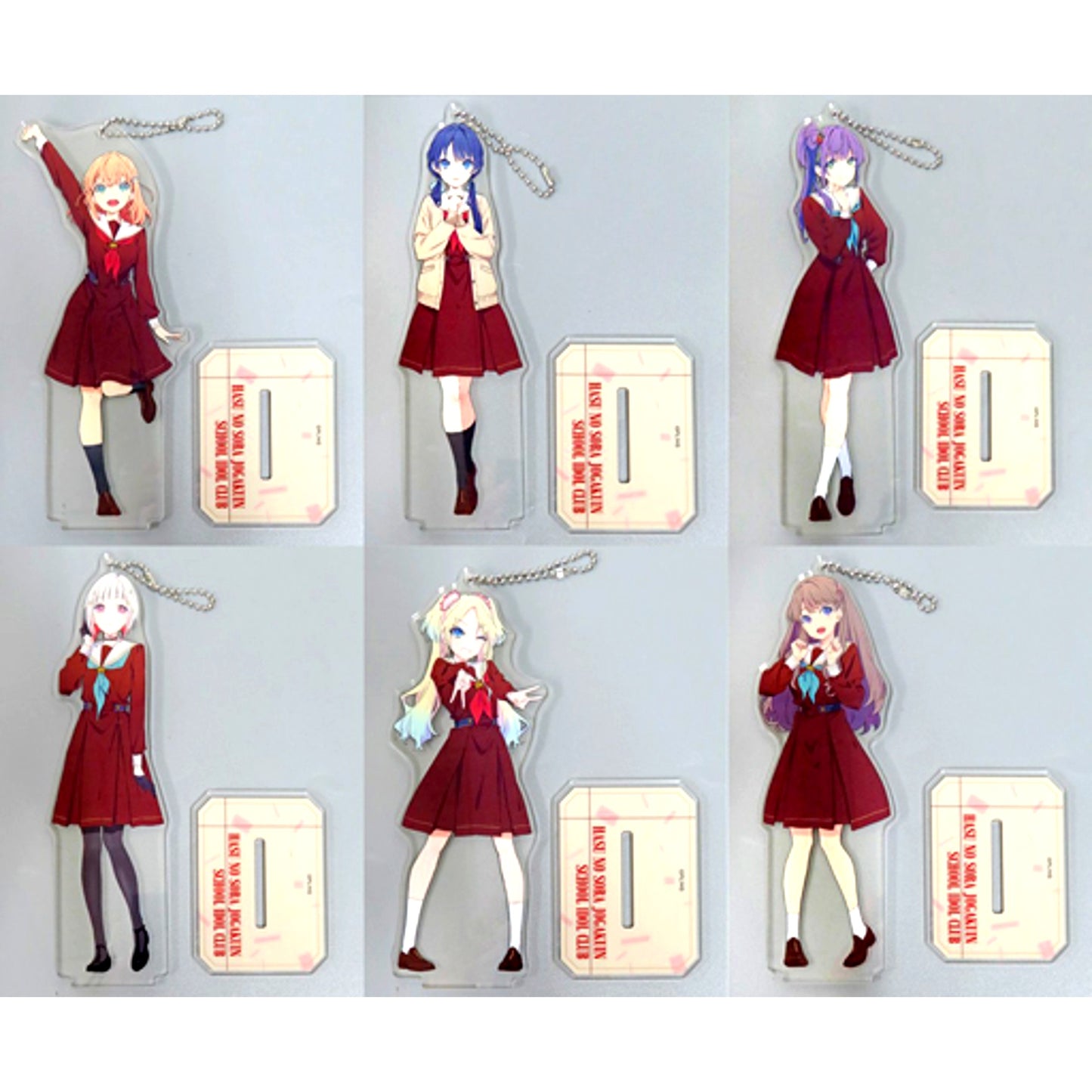 Set of 6 Love Live! Hasunosora Girls High School Idol Club Big Clear Keychain with Stand EX [USED]