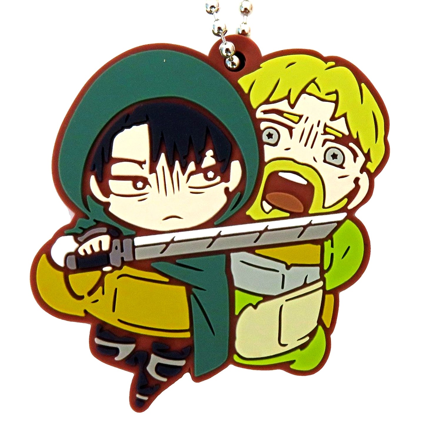 Levi Ackerman & Zeke Yeager Attack on Titan Chara Banchoko Rubber Mascot [USED]