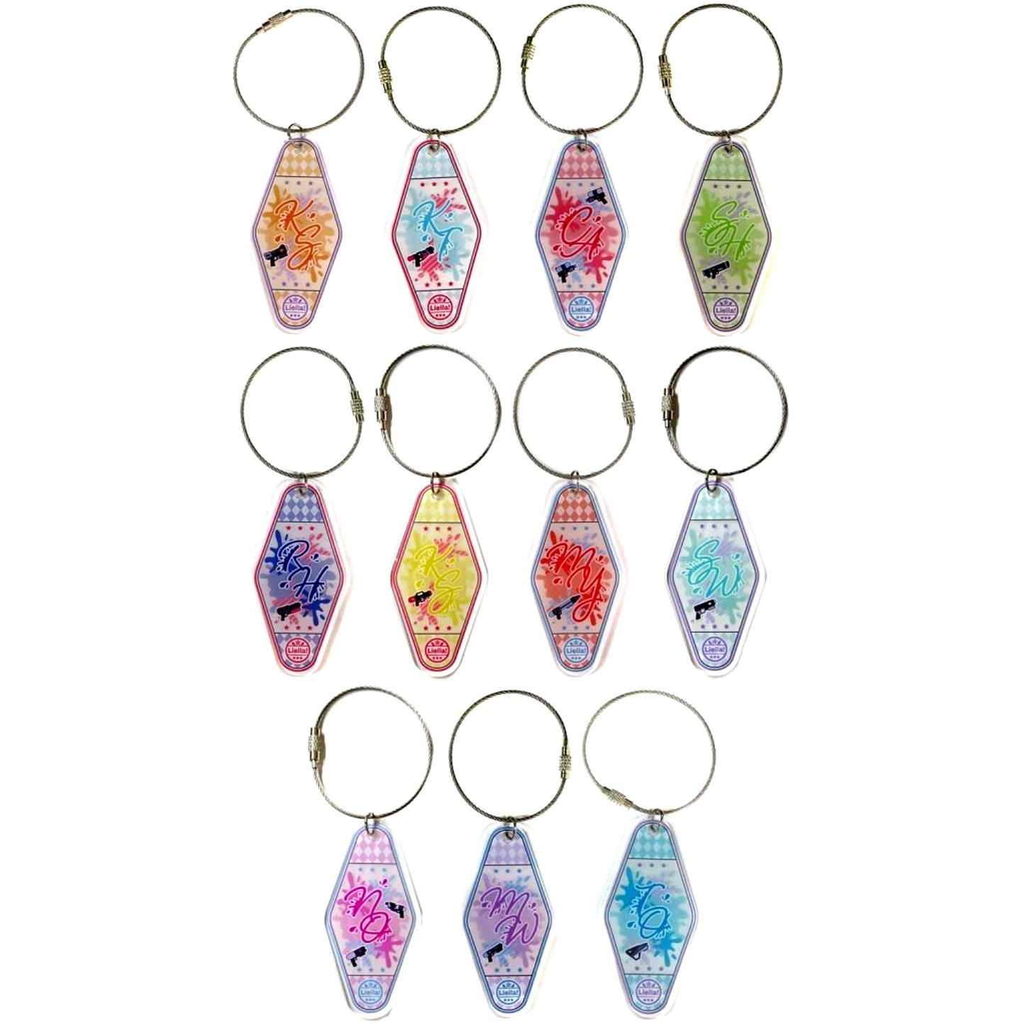 Set of 11 Love Live! Superstar!! x Village Vanguard Motel Keychain [USED]