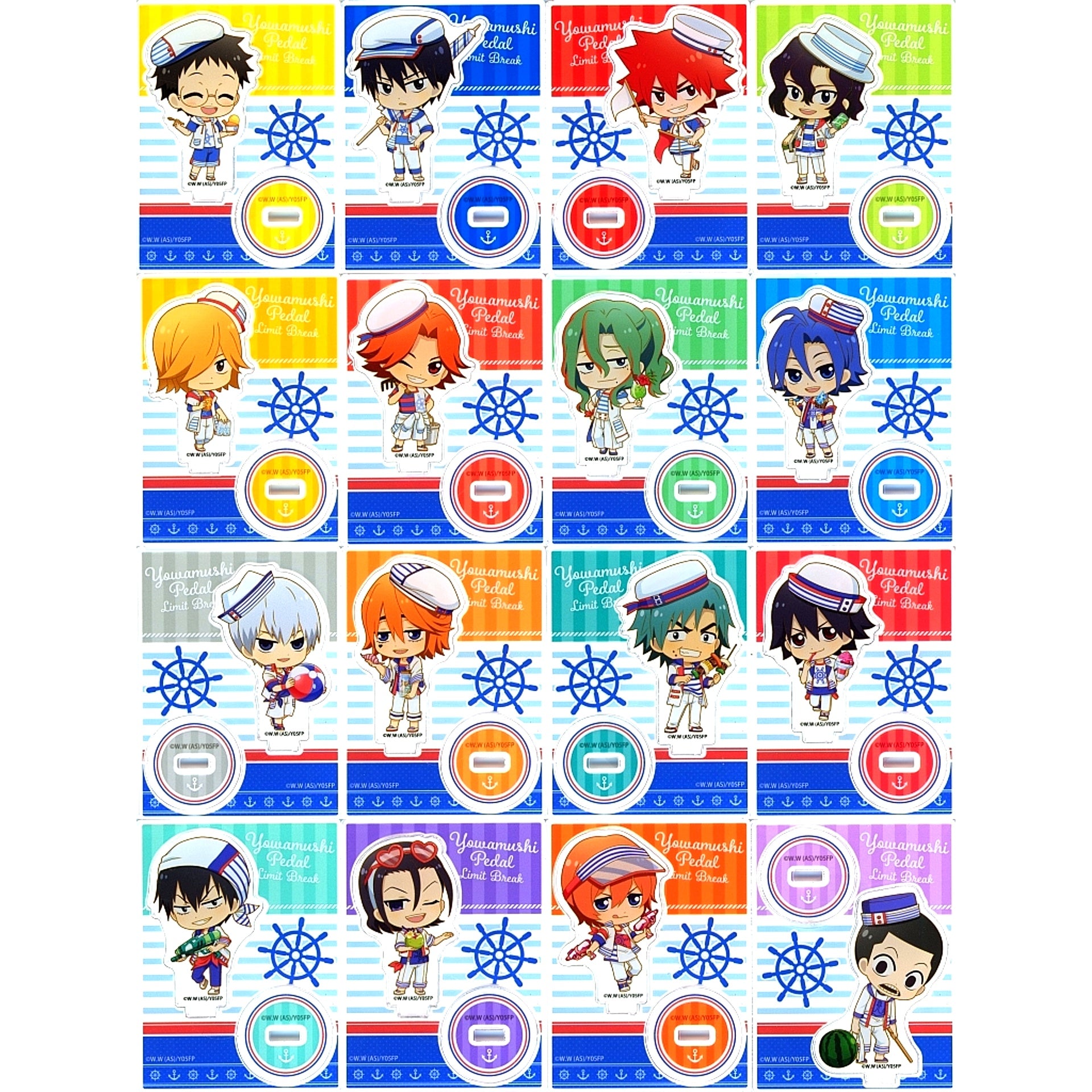 Set of 16 Yowamushi Pedal LIMIT BREAK POP UP SHOP in Marui Marine Look Mini Character Ver. Trading Acrylic Stand [USED]