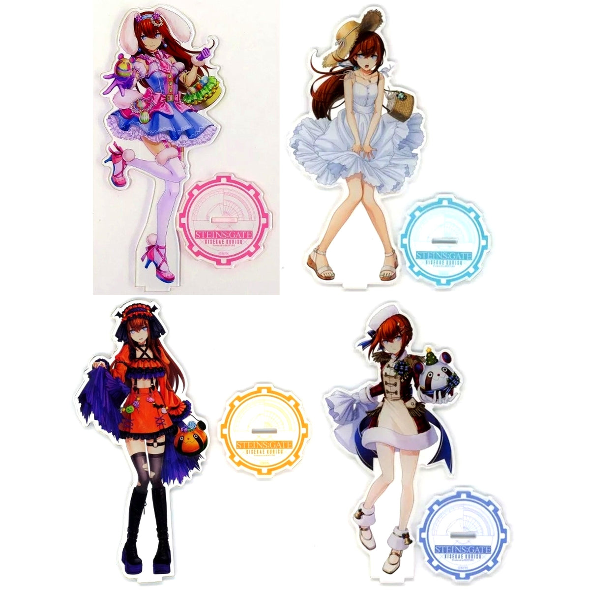 Set of 4 Kurisu Makise Steins;Gate Kisekae Kurisu Produced by Mayuri BIG Acrylic Stand MAGIC Kuji C Prize [USED]