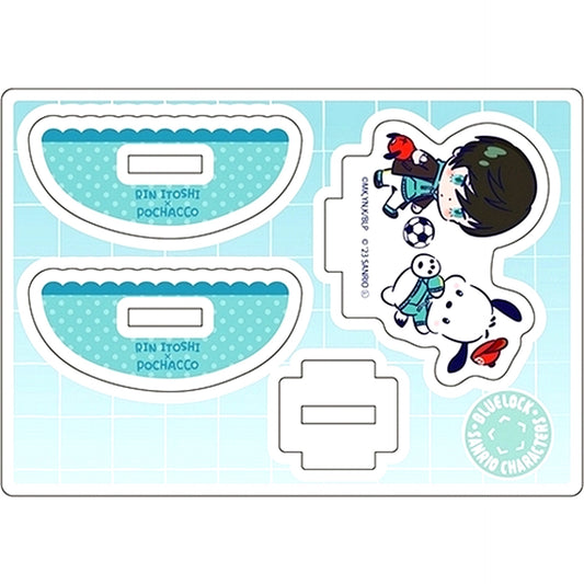 08. Rin Itoshi x Pochacco Mini Chibi Swinging Acrylic Stand Blue Lock x Sanrio Characters [USED]