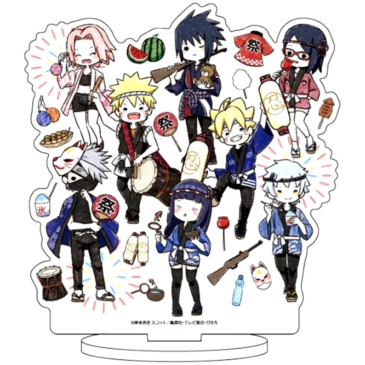 Naruto & Boruto No. 64 Group Design Summer Festival Ver. Graph Art Illustration Acrylic Figure [USED]