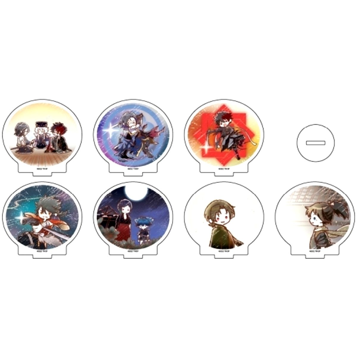 Set of 7 Toku: Touken Ranbu Hanamaru Setsugetsuka Acrylic Petit Stand 03 Graph Art Illustration [USED]