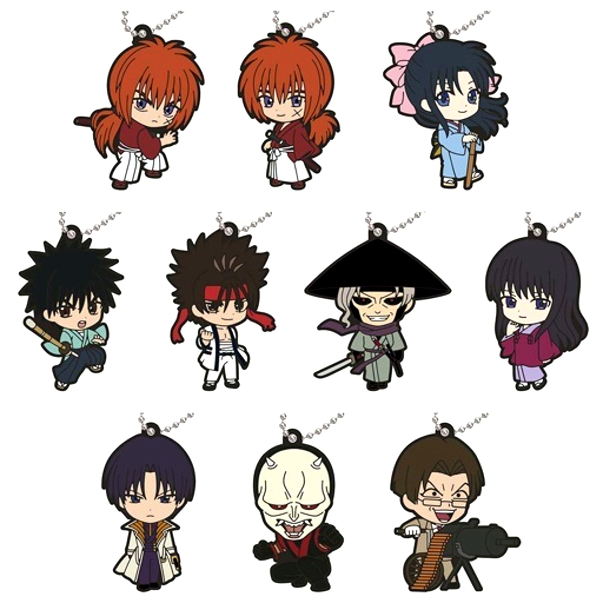 Set of 10 Rurouni Kenshin Capsule Rubber Mascot [USED]