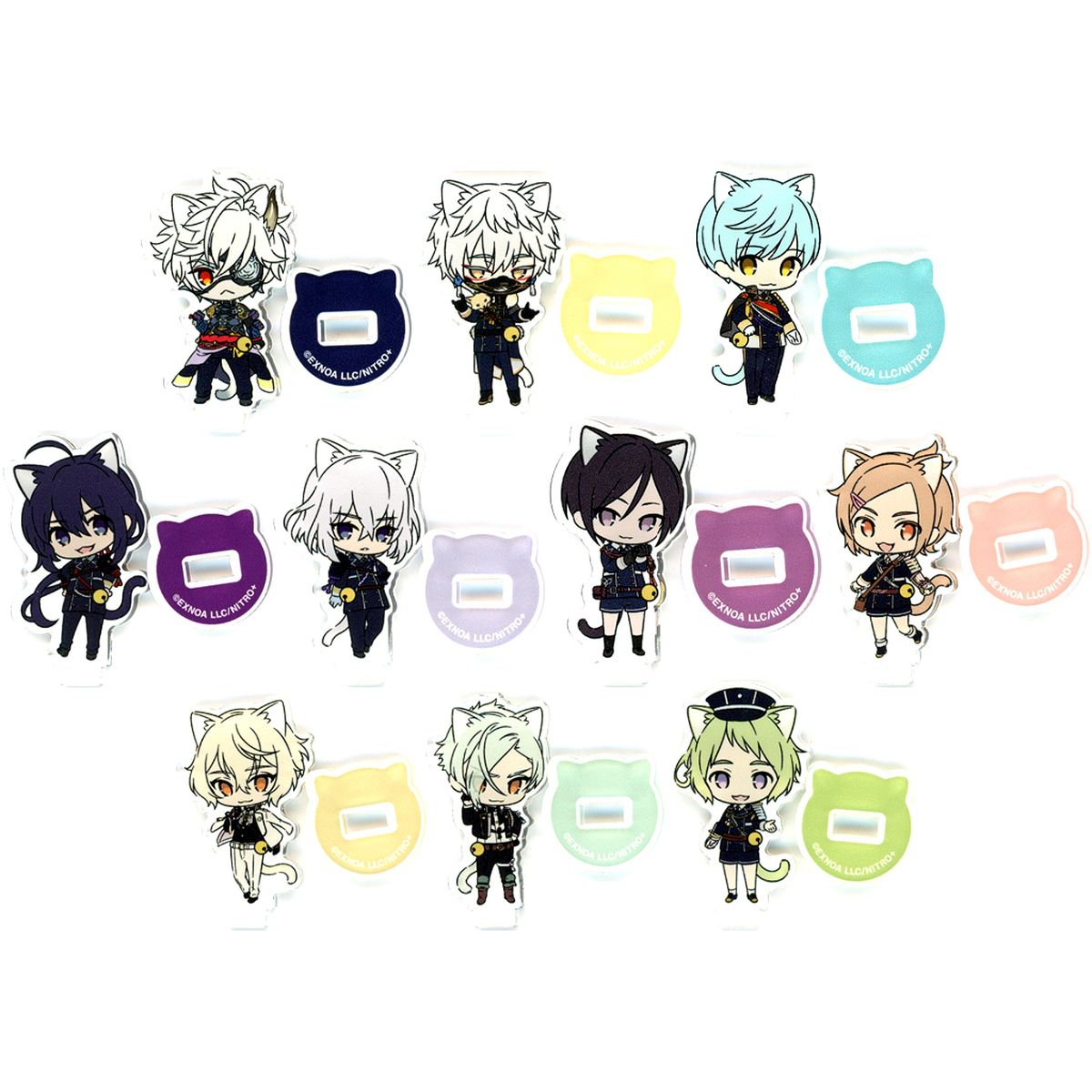 Set of 10 Touken Ranbu ONLINE Touneko Danshi Acrylic Stand Collection Vol.4 POP UP STORE Touken Neko Danshi [USED]