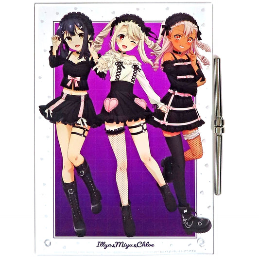 Miyu & Illya & Chloe Fate/kaleid liner Prisma Illya ANIME 10th Anniversary POP UP SHOP in AMNIBUS STORE Illustration BLACK kawaii style Ver. A5 Acrylic Panel [USED]