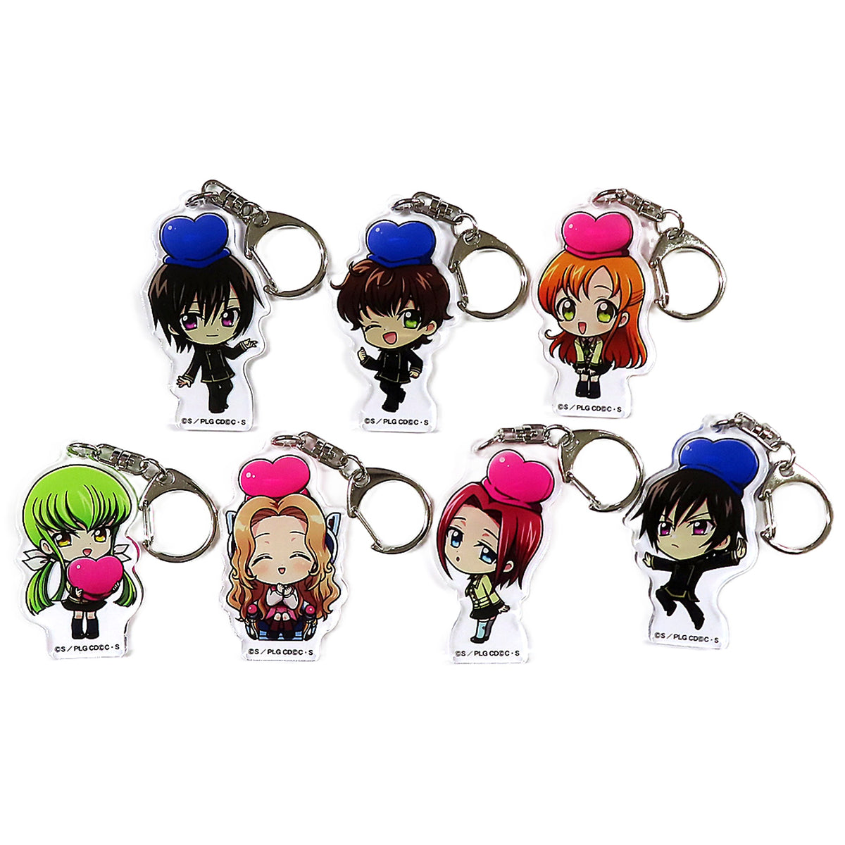Suzaku Kururugi & Others Code Geass: Lelouch of the Rebellion All 7 Types Set Acrylic Keychain Heart Shuffle Collection Heart Shuffle Cafe in Stellamap Cafe Limited [USED]