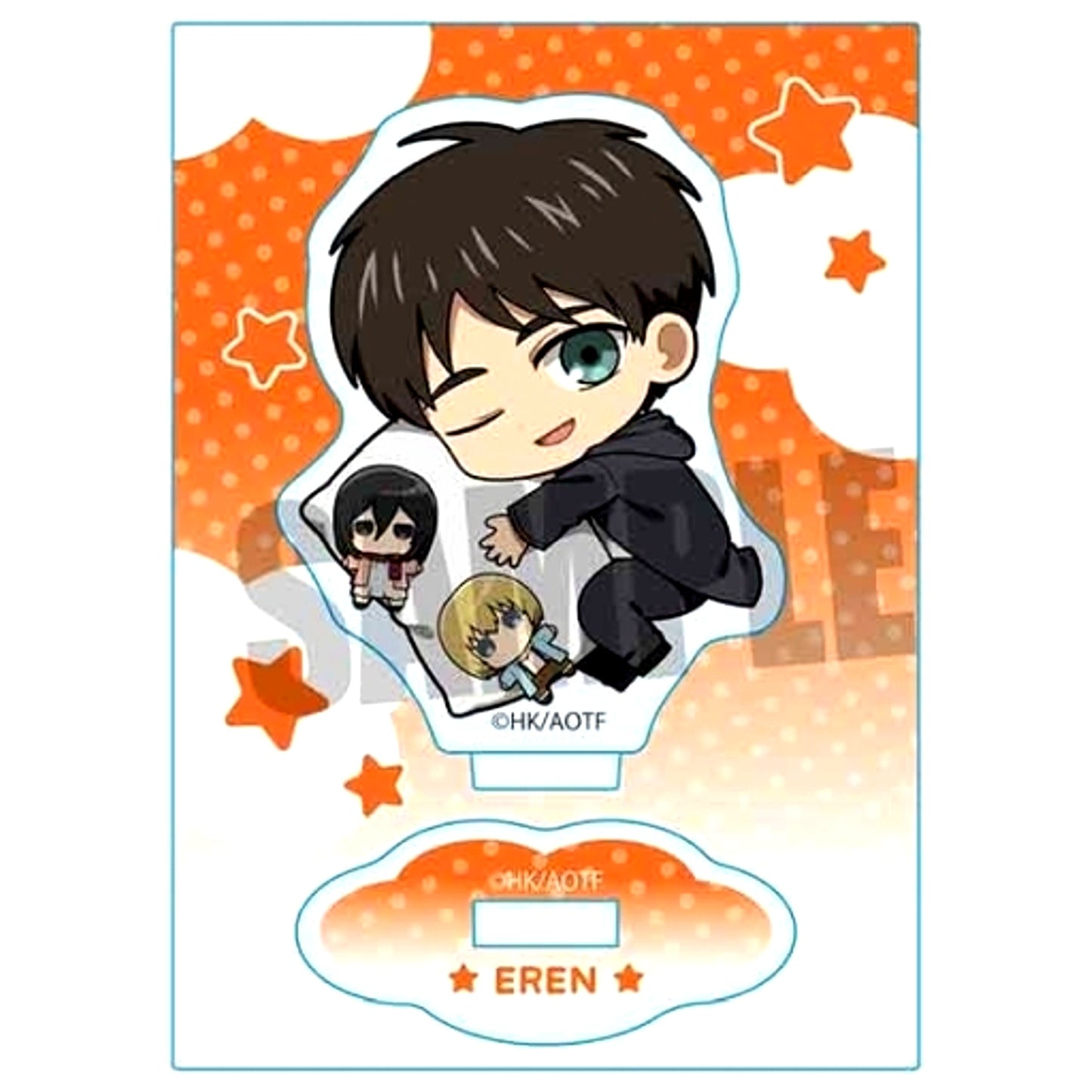 Eren Yeager Mikasa & Armin Attack on Titan Oyasumi Good Night Ver. Gyugyutto Mini Stand [USED]