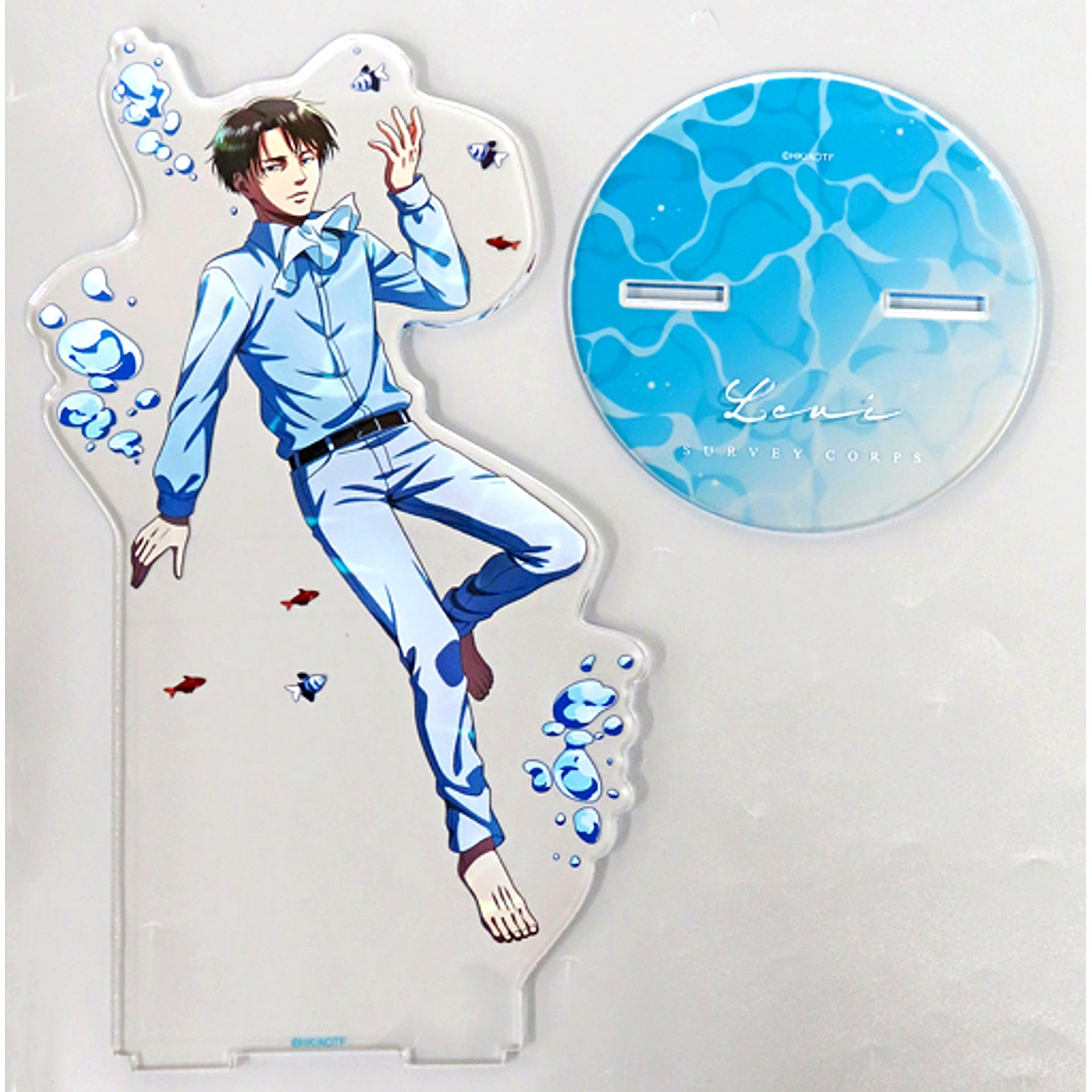Levi Ackerman Attack on Titan Drawn Illustration Underwater Floating Ver. Extra Large Acrylic Stand Kawasui Kawasaki Aquarium [USED]