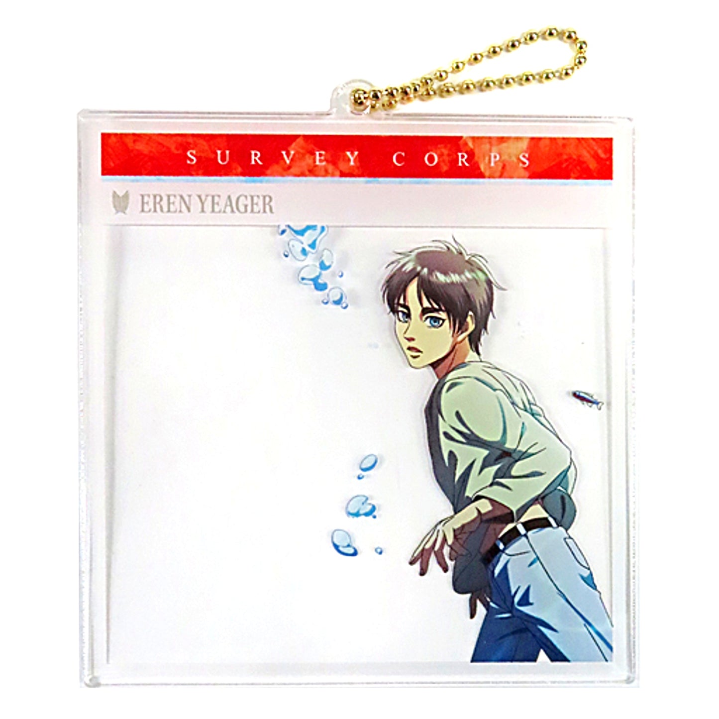 Eren Yeager Attack on Titan Drawn Floating in Water Ver. SNS Style BIG Acrylic Keychain Kawasui Kawasaki Aquarium [USED]