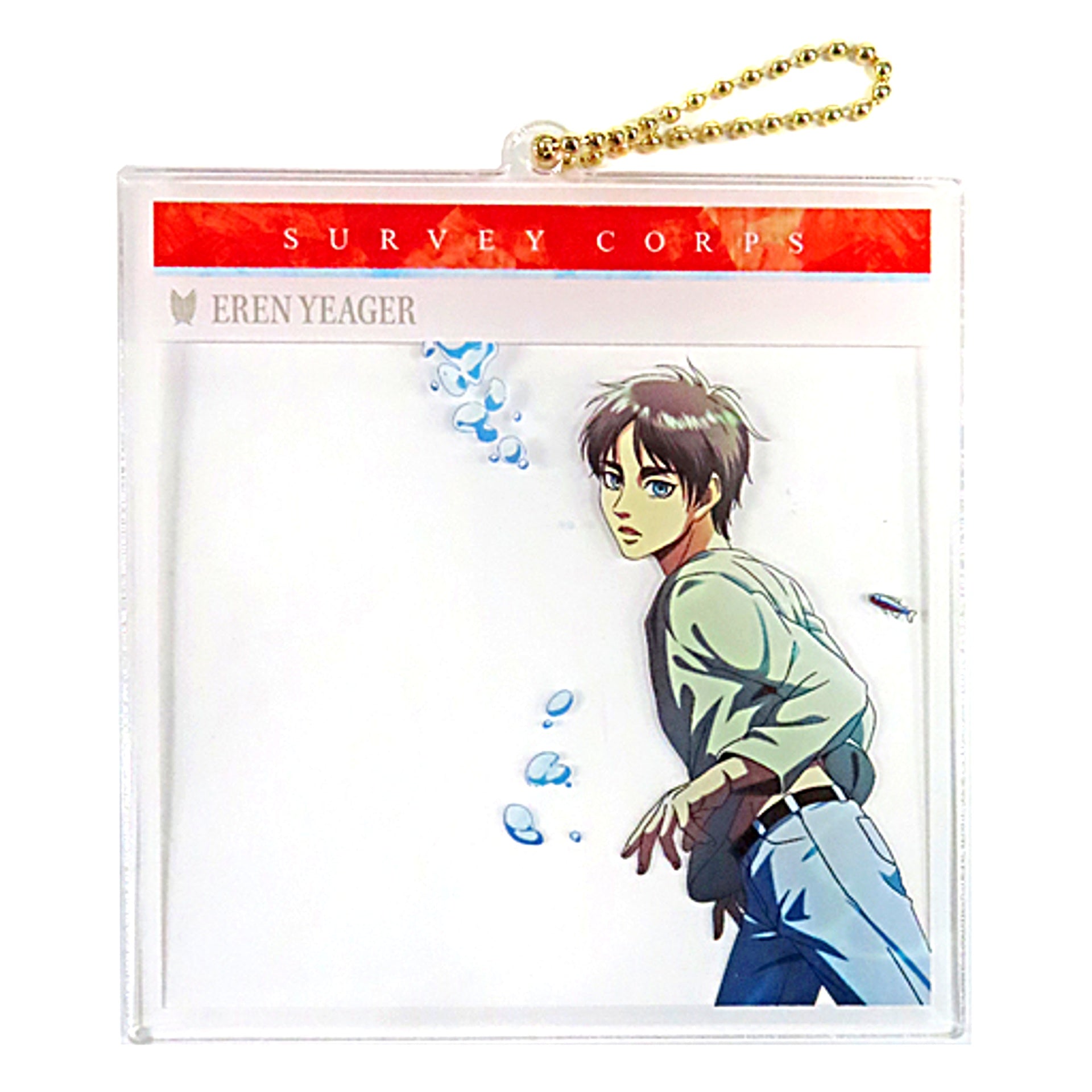 Eren Yeager Attack on Titan Drawn Floating in Water Ver. SNS Style BIG Acrylic Keychain Kawasui Kawasaki Aquarium [USED]