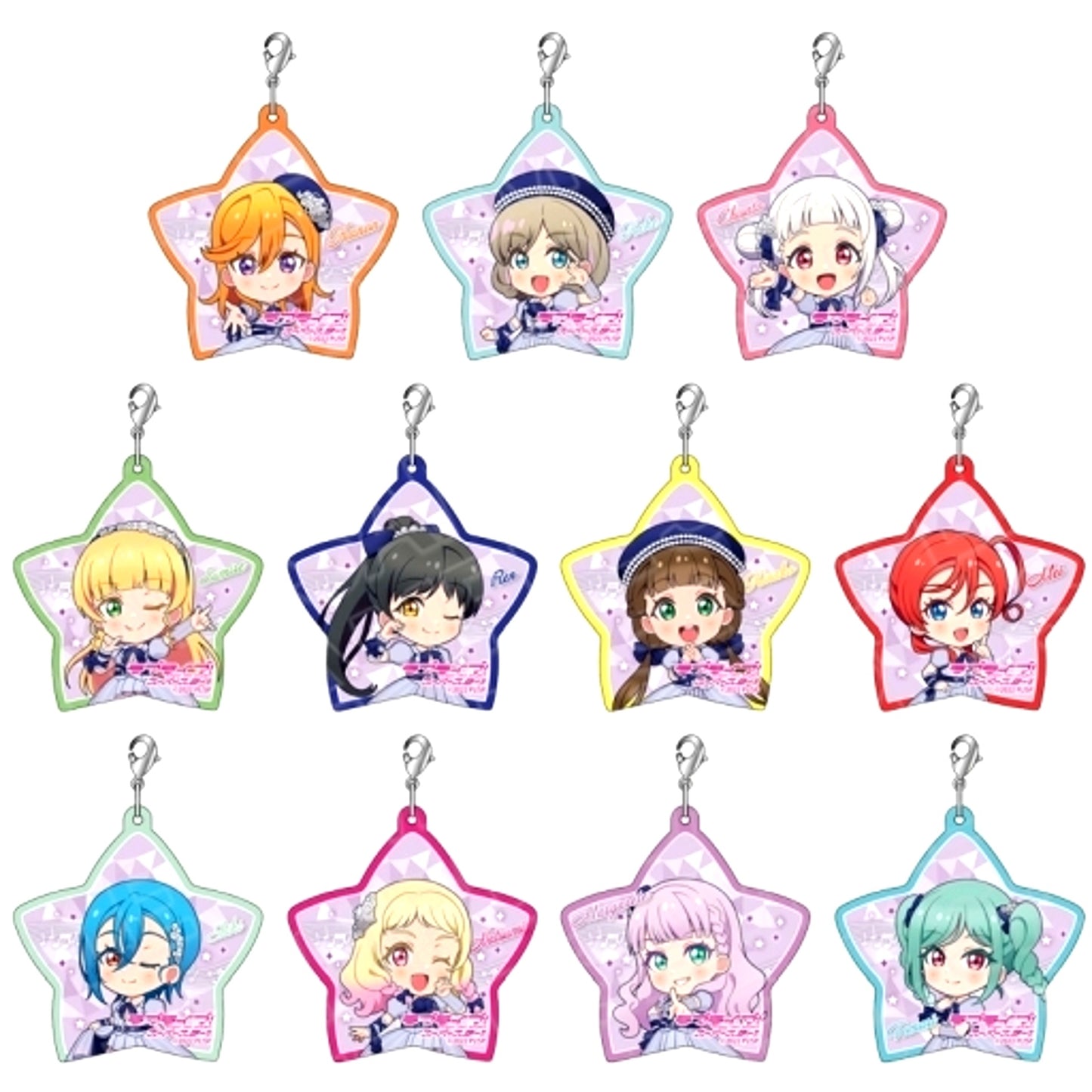 Set of 11 Love Live! Superstar!! Acrylic Charm Strap Jump Into the New World Deformed Ver. [USED]
