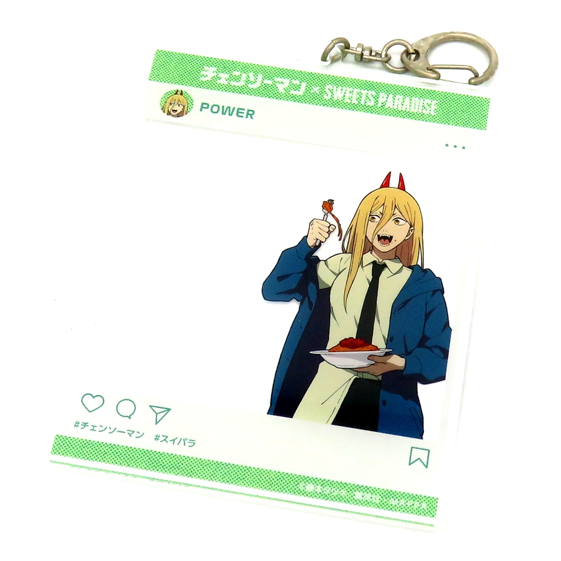Power SNS Style Acrylic Keychain Chainsaw Man and SWEETS PARADISE [USED]