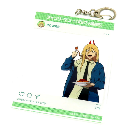 Power SNS Style Acrylic Keychain Chainsaw Man and SWEETS PARADISE [USED]