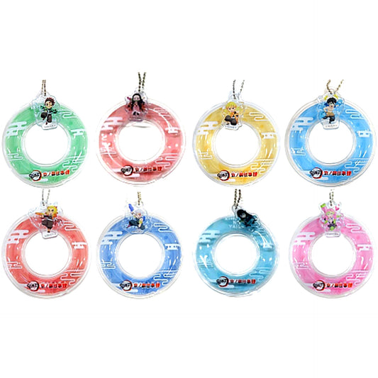 Set of 8 Demon Slayer Toei Kyoto Studio Park Swim Ring Keychain [USED]