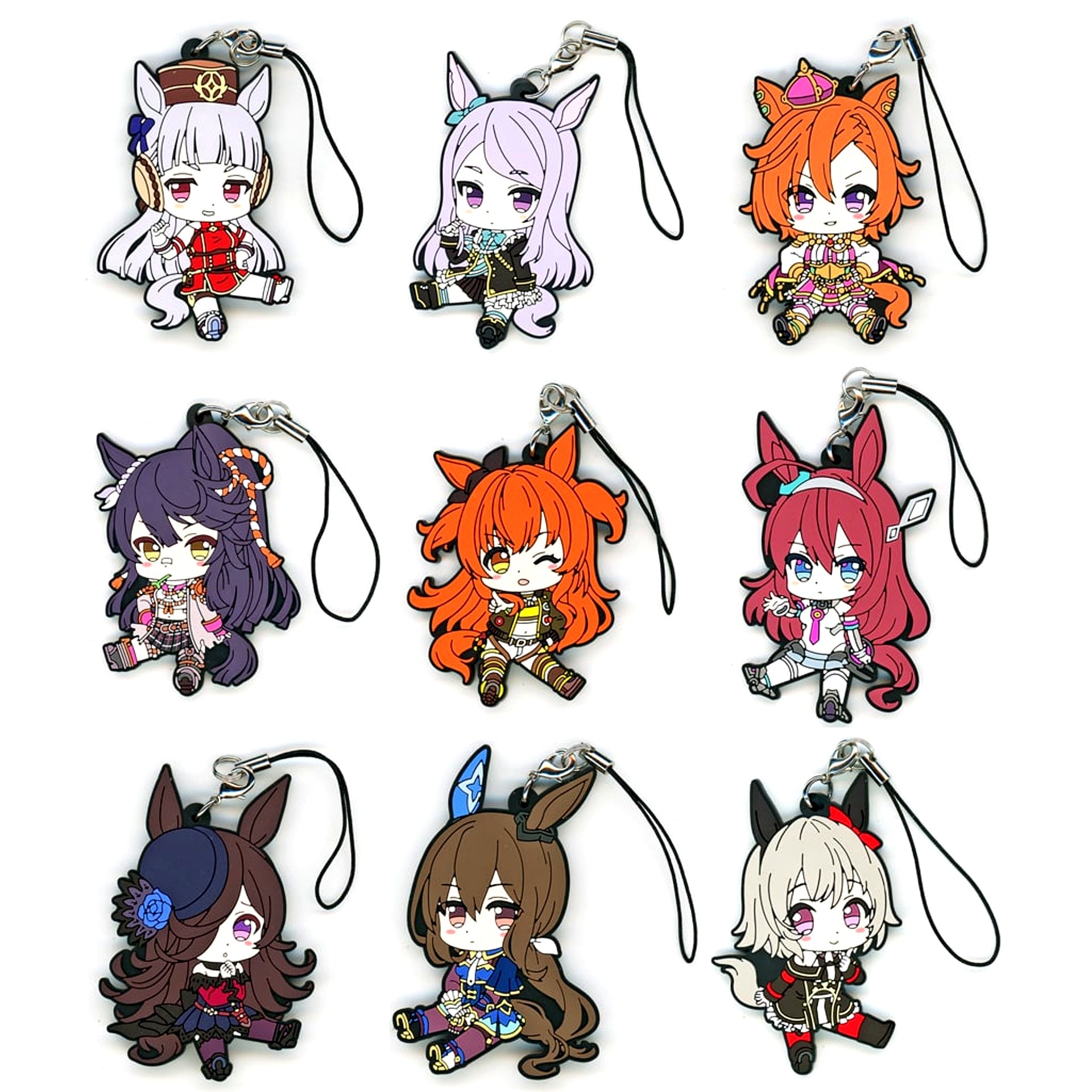 Set of 9 Petanko Trading Rubber Strap Vol.3 Uma Musume Pretty Derby [USED]