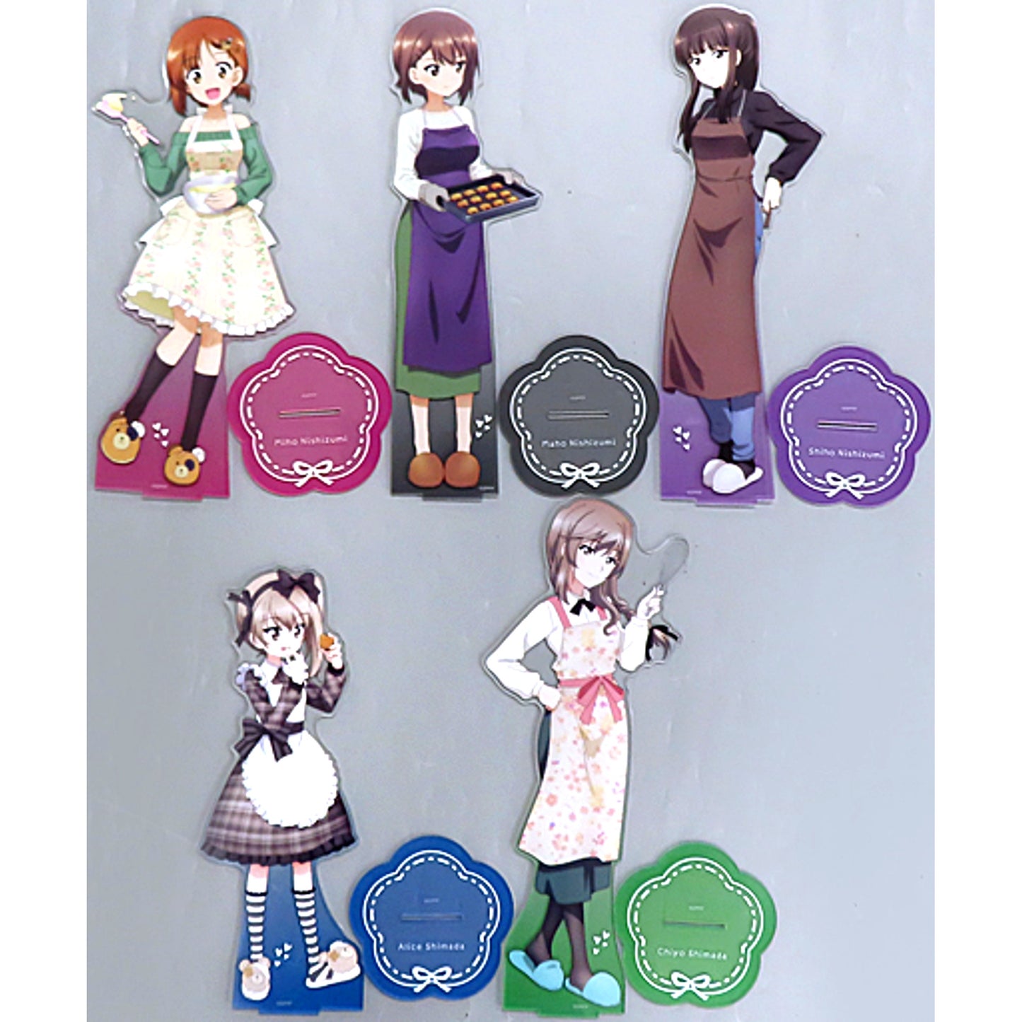 Set of 5 Dream Prize Girls und Panzer das Finale BIG Acrylic Stand Dream Button Making Sweets [USED]