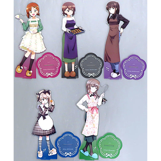 Set of 5 Dream Prize Girls und Panzer das Finale BIG Acrylic Stand Dream Button Making Sweets [USED]