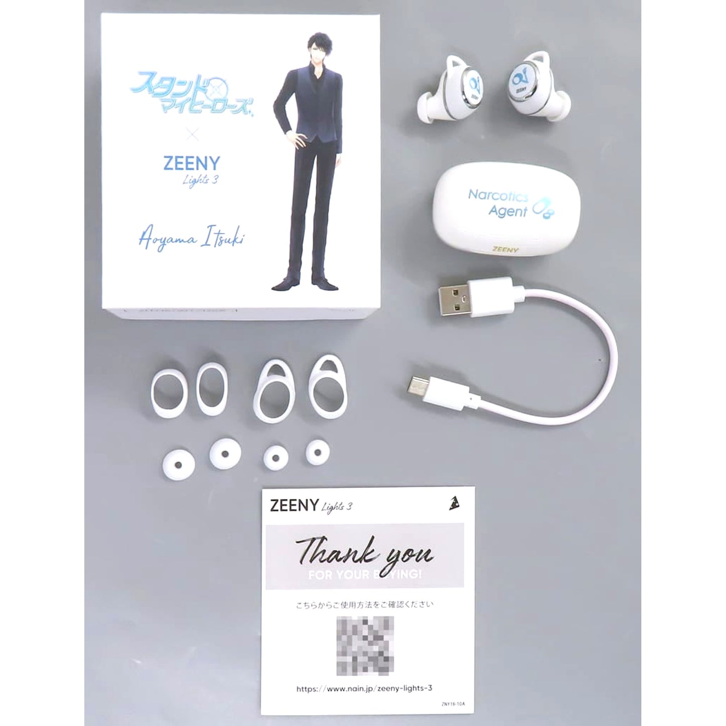 Itsuki Aoyama Stand My Heroes x Zeeny Zeeny Lights 3 Collaboration Earphones [USED]