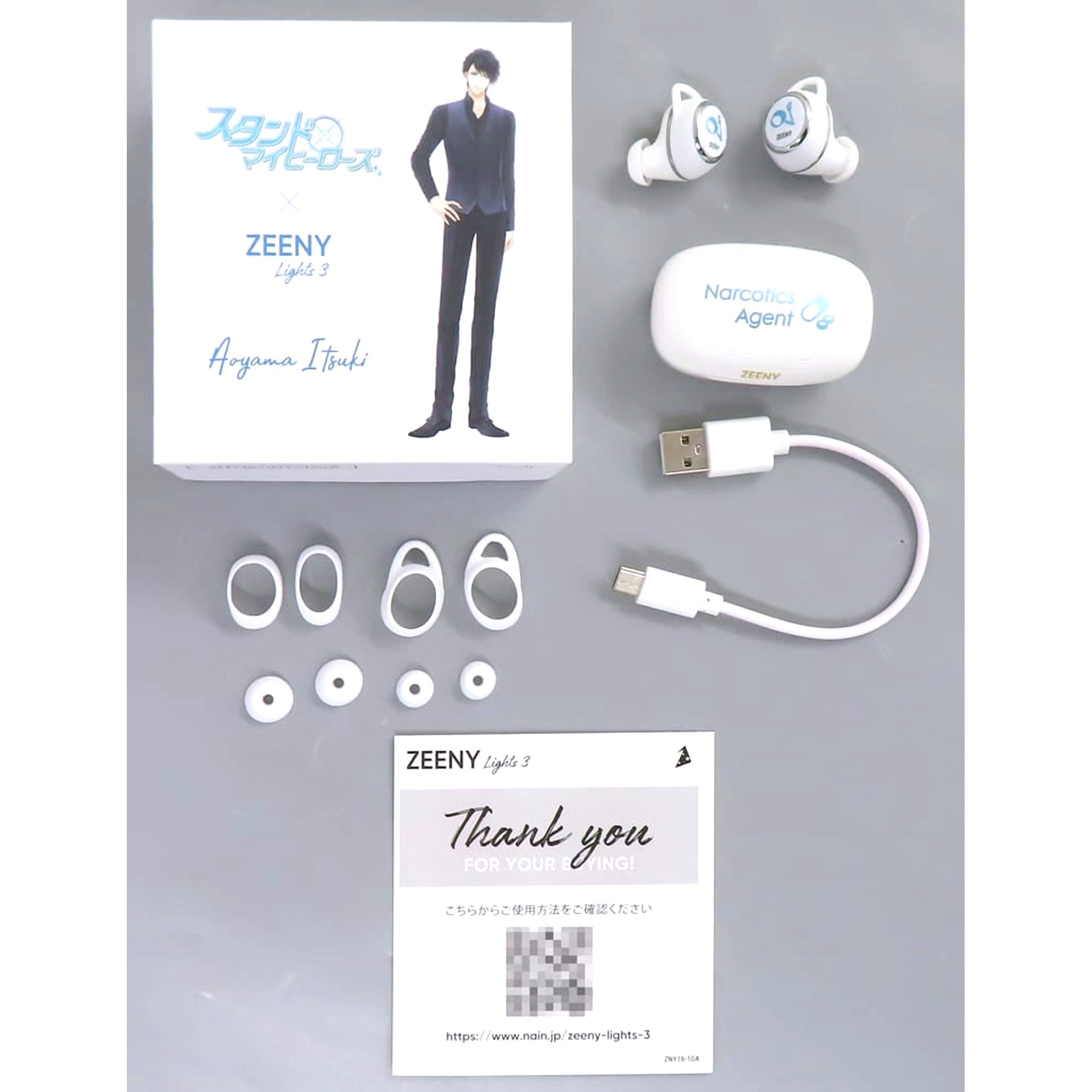 Itsuki Aoyama Stand My Heroes x Zeeny Zeeny Lights 3 Collaboration Earphones [USED]